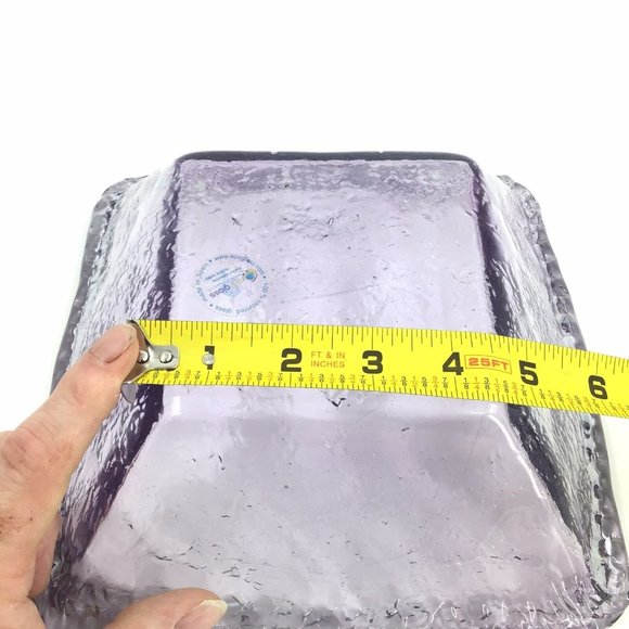 ECOGLASS Recycled Glass Serving Bowl Made in SPAIN Purple Hue Square EUC - Picture 5 of 9